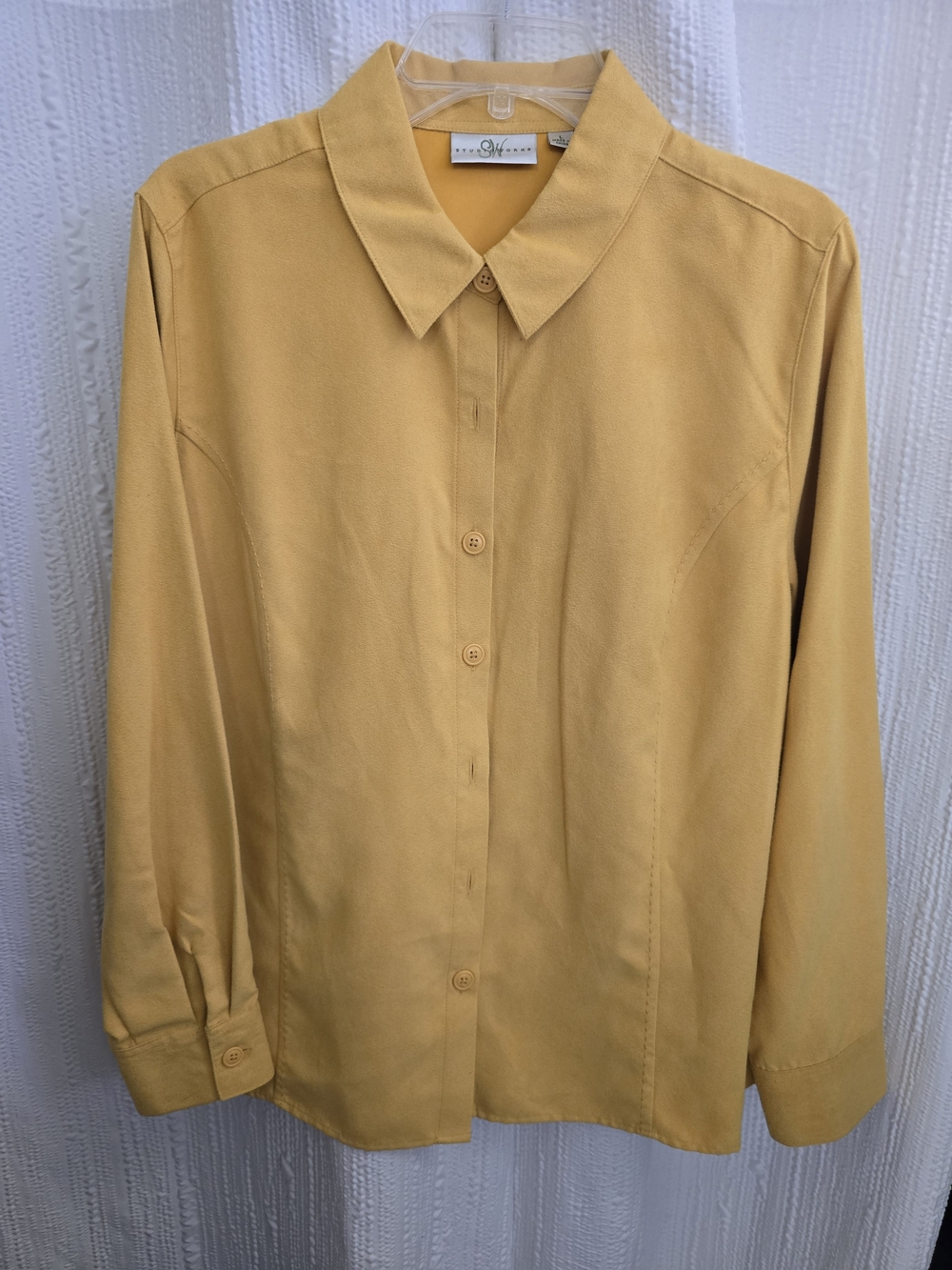 Womens LARGE Studio Works Soft Yellow Button-Front Jacket